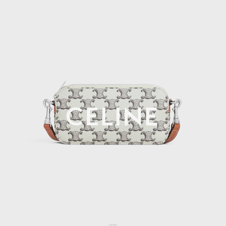 CELINE bruin/ecru horizontaal tasje van triomphe canvas met print 4TLH82140