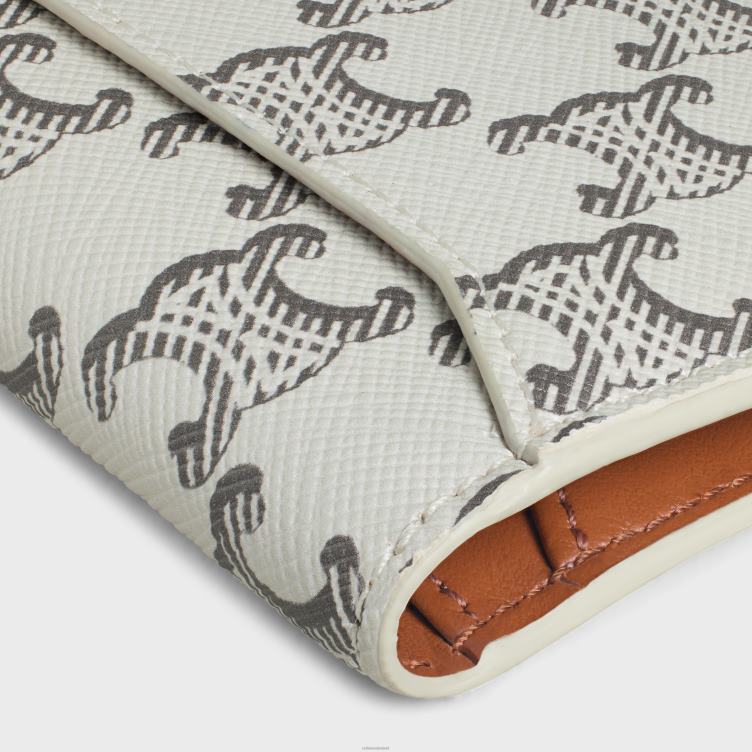 CELINE bruin/ecru verticale kaarthouder in triomphe canvas 4TLH82138