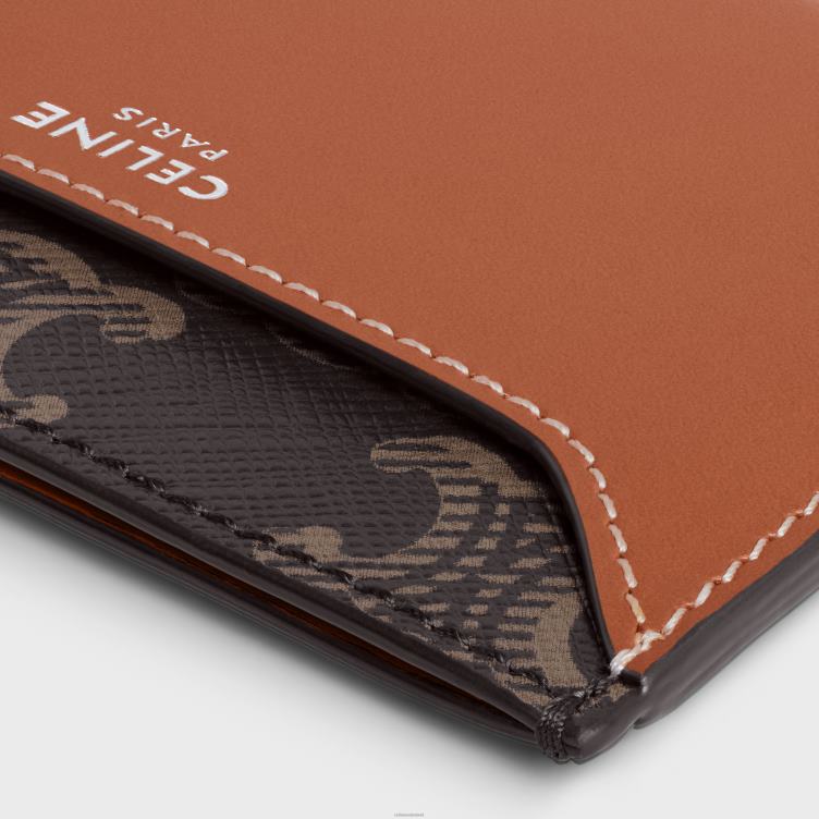 CELINE bruinen kaarthouder van triomphe canvas en kalfsleer 4TLH82130