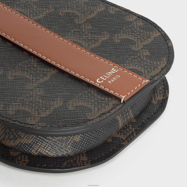 CELINE bruinen telefoonzakje van triomphe canvas en kalfsleer 4TLH82141