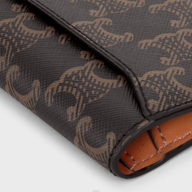 CELINE bruinen verticale kaarthouder in triomphe canvas 4TLH82137