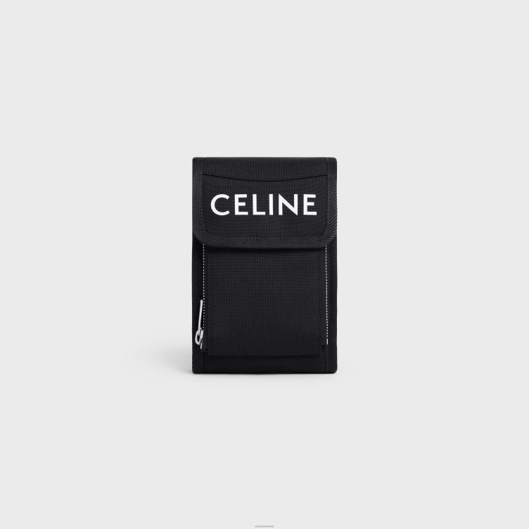 CELINE zwart Telefoonhoesje voor trekking van nylon met print 4TLH82170
