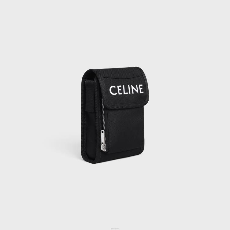 CELINE zwart Telefoonhoesje voor trekking van nylon met print 4TLH82170