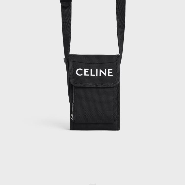 CELINE zwart Telefoonhoesje voor trekking van nylon met print 4TLH82170
