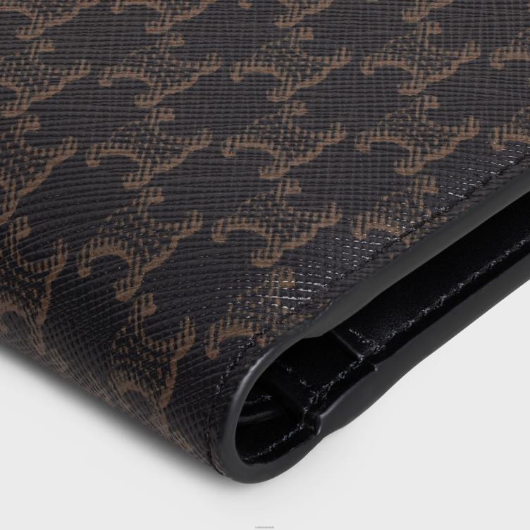 CELINE zwart gevouwen portemonnee met muntvak in triomphe canvas 4TLH82133