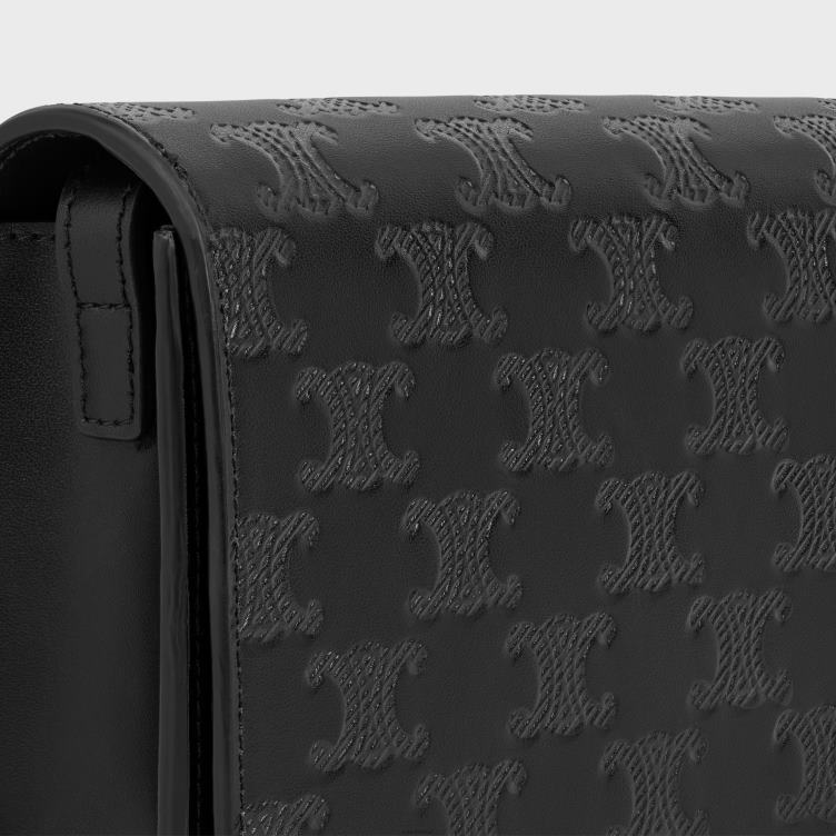 CELINE zwart horizontale mouw van kalfsleer met triomphe-reliëf 4TLH82114