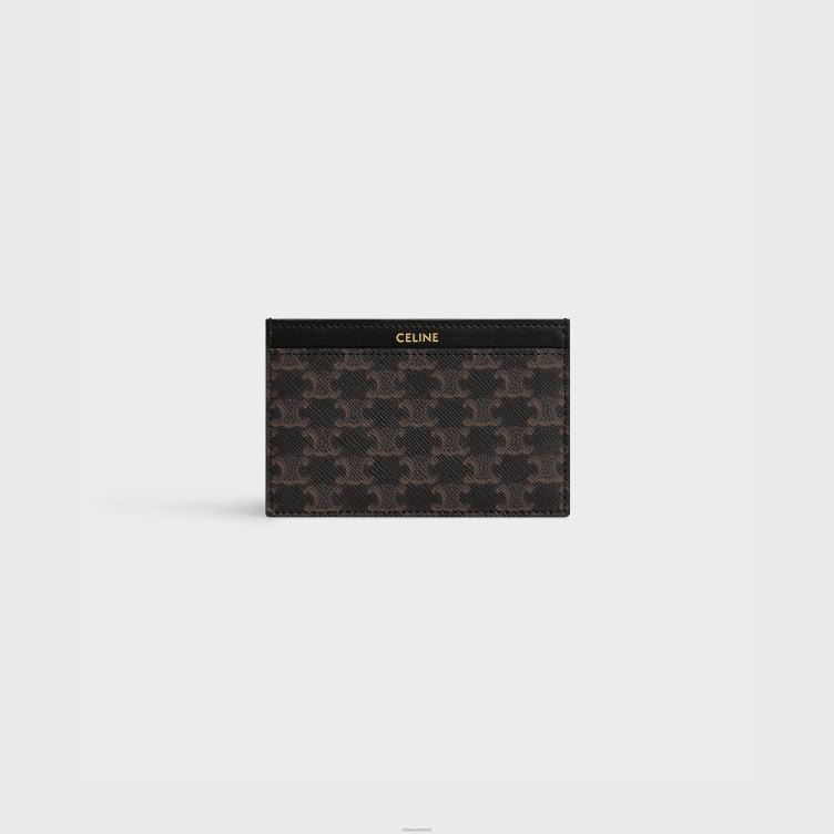 CELINE zwart kaarthouder van triomphe canvas en kalfsleer 4TLH82131