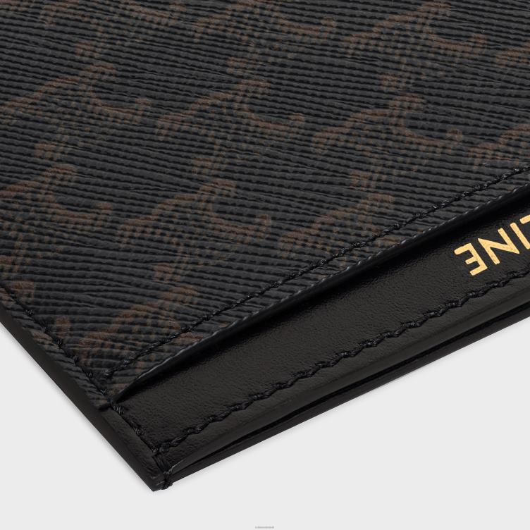 CELINE zwart kaarthouder van triomphe canvas en kalfsleer 4TLH82131