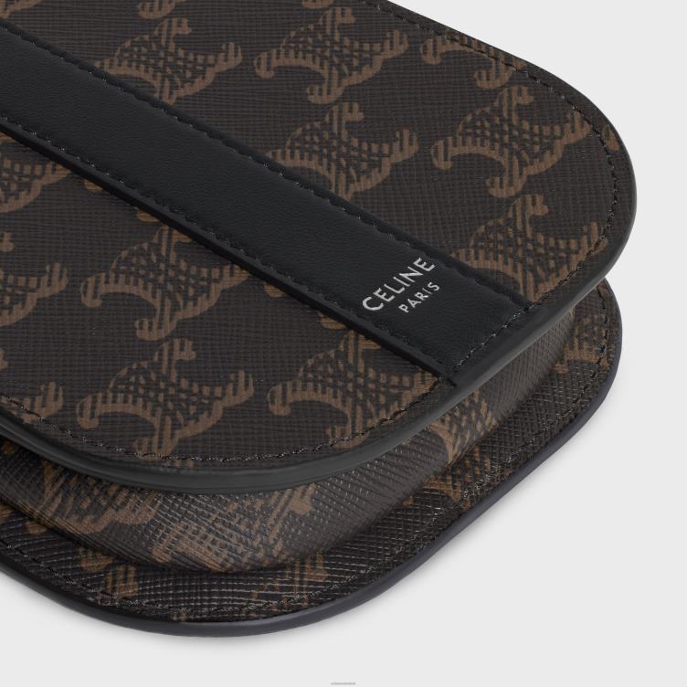 CELINE zwart telefoonzakje van triomphe canvas en kalfsleer 4TLH82142