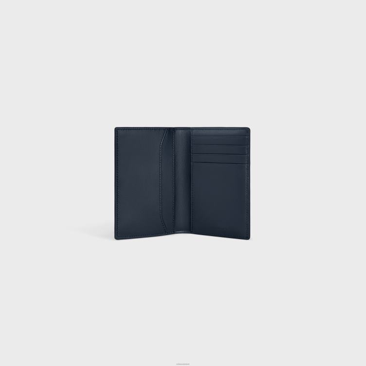 CELINE blauwe heilig verticale kaarthouder van glanzend kalfsleer 4TLH82158