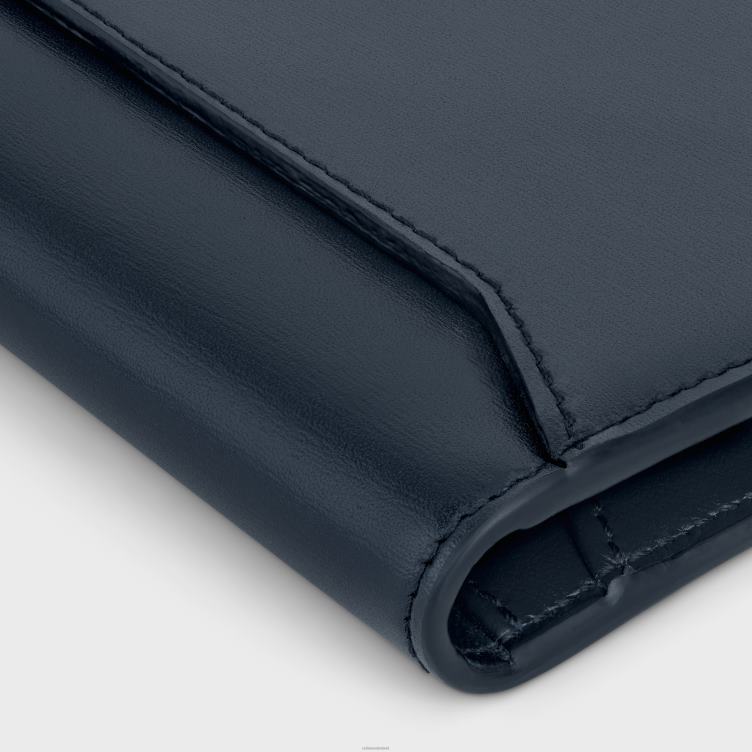 CELINE blauwe heilig verticale kaarthouder van glanzend kalfsleer 4TLH82158