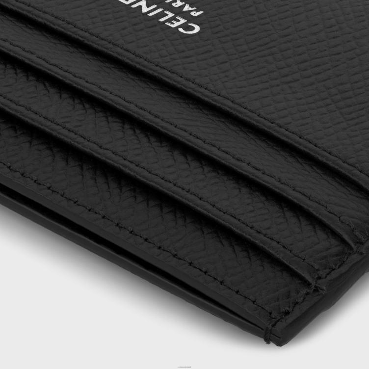 CELINE zwart Een grote kaarthouder van generfd kalfsleer 4TLH82150