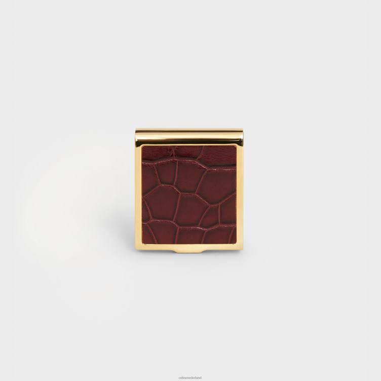 CELINE bordeaux luciferdoosje van messing en alligator 4TLH81555