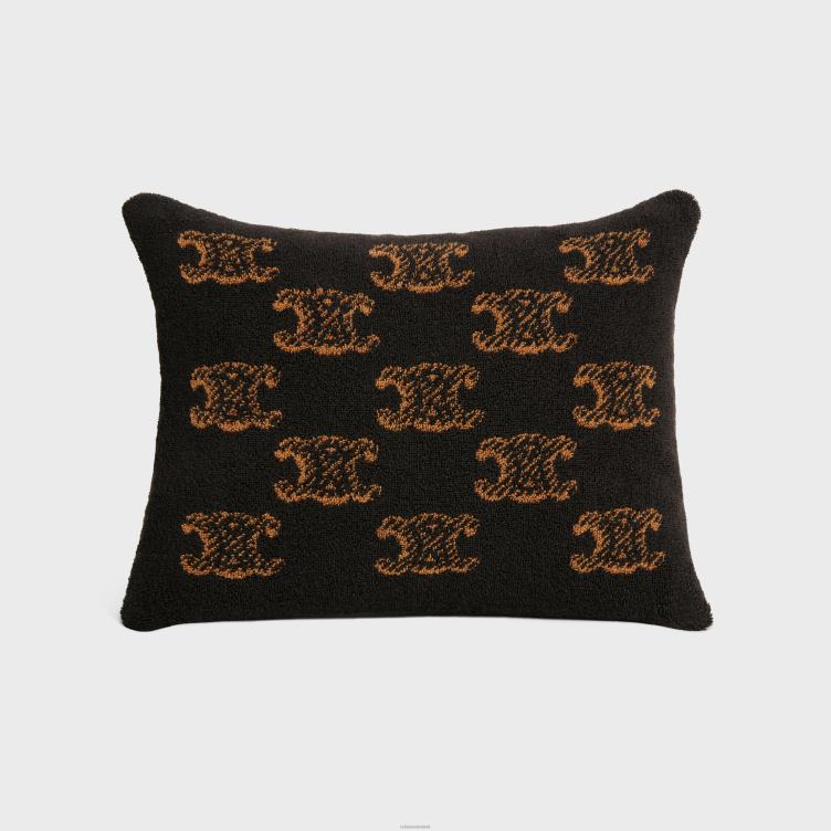 CELINE bruin/kameel strandkussen van badstof katoen met monogram 4TLH81690