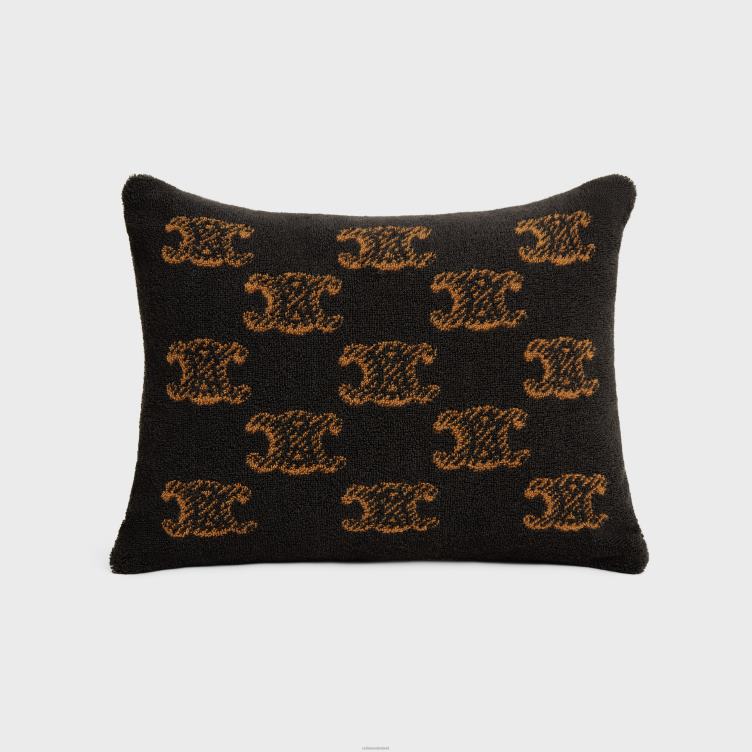 CELINE bruin/kameel strandkussen van badstof katoen met monogram 4TLH81690