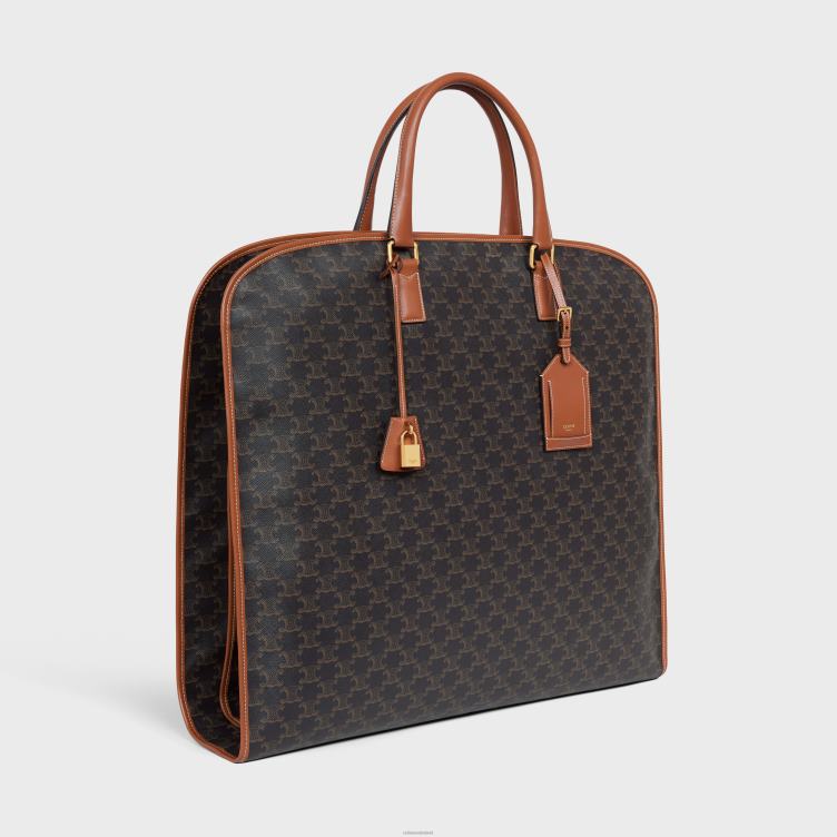 CELINE bruinen Kledingtas van triomphe canvas en kalfsleer 4TLH81630