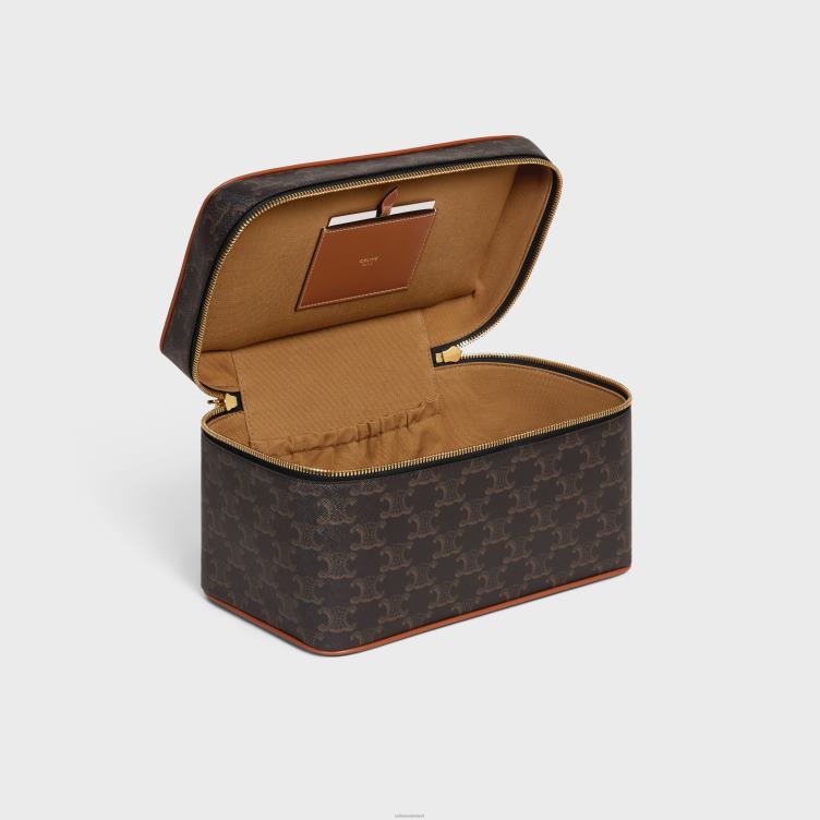 CELINE bruinen Reisetui van triomphe canvas en kalfsleer 4TLH81582