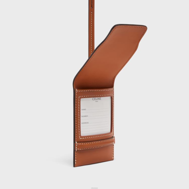 CELINE bruinen bagagelabel van lamsleer 4TLH81634