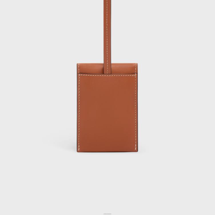 CELINE bruinen bagagelabel van lamsleer 4TLH81634