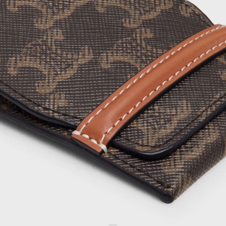 CELINE bruinen bagagelabel van triomphe canvas en kalfsleer 4TLH81635