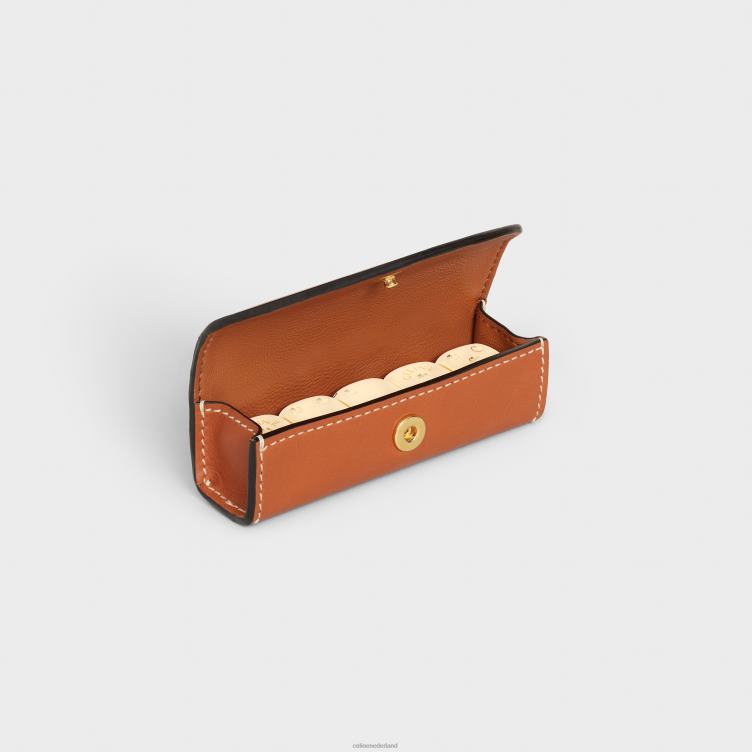 CELINE bruinen dobbelsteendoos van natuurlijk kalfsleer 4TLH81675