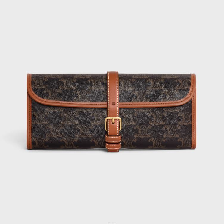 CELINE bruinen dominodoosje van triomphe canvas en lamsleer 4TLH81667