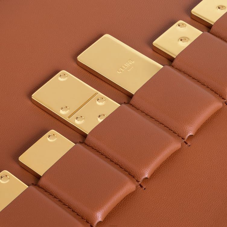 CELINE bruinen dominodoosje van triomphe canvas en lamsleer 4TLH81667