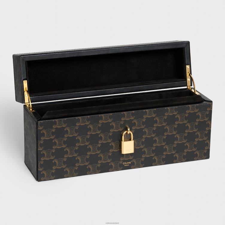 CELINE bruinen doos 5 parfums 3,4 fl.oz in triomphe canvas en natuurlijk kalfsleer 4TLH81469