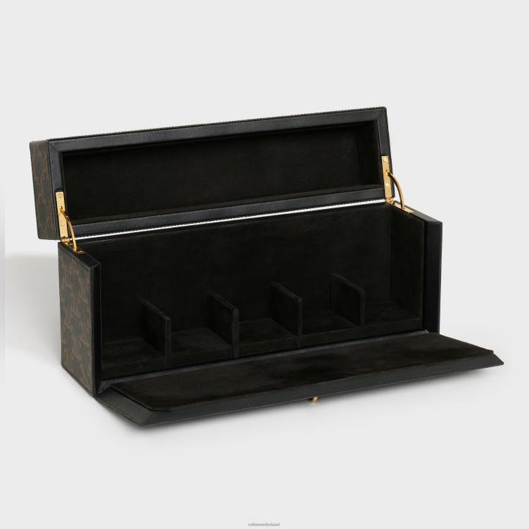 CELINE bruinen doos 5 parfums 3,4 fl.oz in triomphe canvas en natuurlijk kalfsleer 4TLH81469