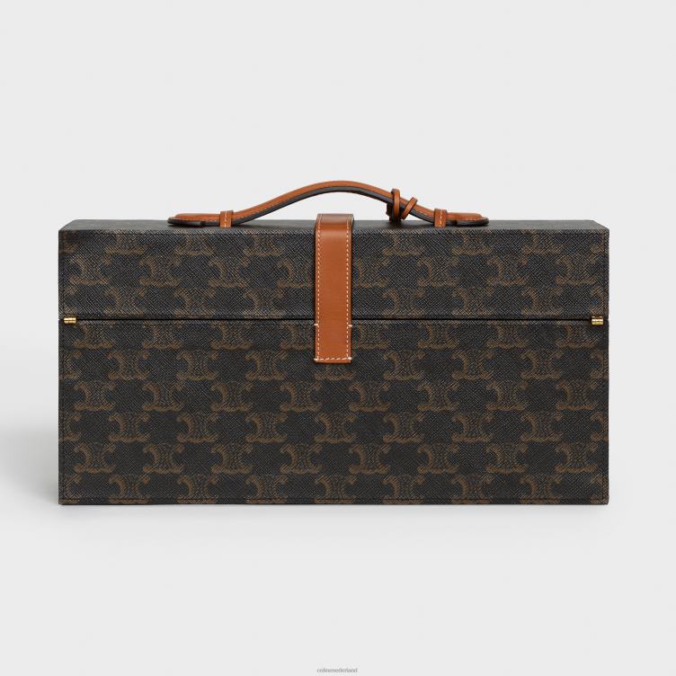 CELINE bruinen doos 5 parfums 3,4 fl.oz in triomphe canvas en natuurlijk kalfsleer 4TLH81469