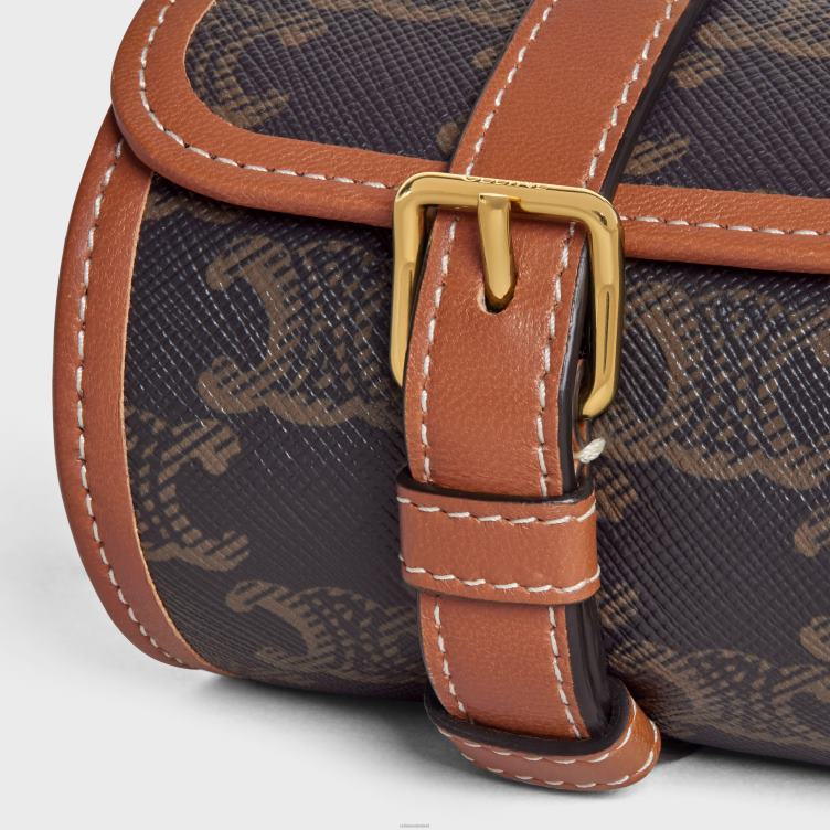 CELINE bruinen enkele horlogekast van triomphe canvas en kalfsleer 4TLH81594