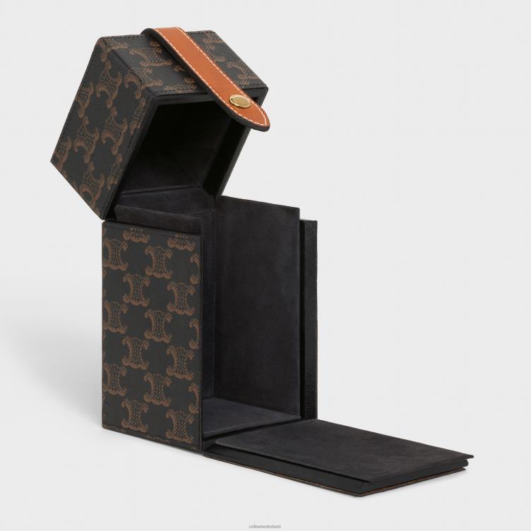 CELINE bruinen geval 1 parfum 6,8 fl.oz in triomphe canvas en natuurlijk kalfsleer 4TLH81467