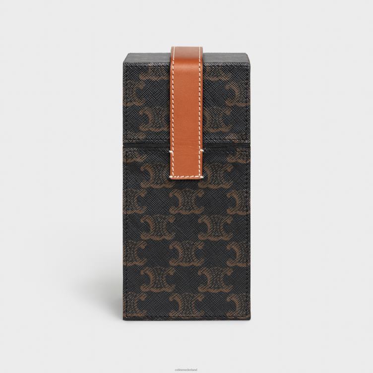 CELINE bruinen geval 1 parfum 6,8 fl.oz in triomphe canvas en natuurlijk kalfsleer 4TLH81467