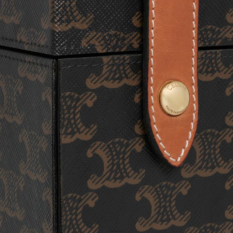 CELINE bruinen geval 1 parfum 6,8 fl.oz in triomphe canvas en natuurlijk kalfsleer 4TLH81467