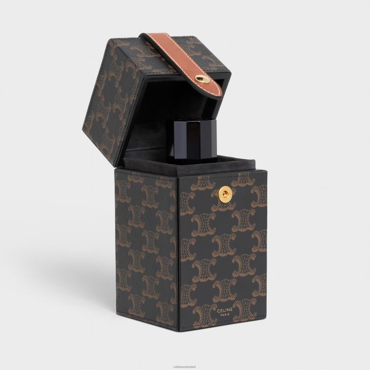 CELINE bruinen geval 1 parfum 6,8 fl.oz in triomphe canvas en natuurlijk kalfsleer 4TLH81467