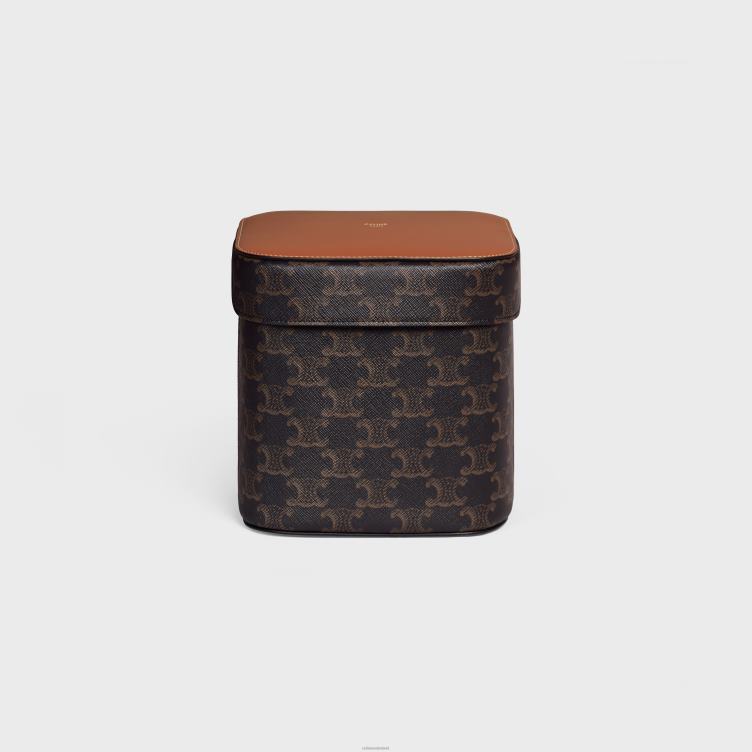 CELINE bruinen grote doos van triomphe canvas en kalfsleer 4TLH81536