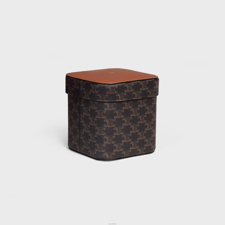 CELINE bruinen grote doos van triomphe canvas en kalfsleer 4TLH81536