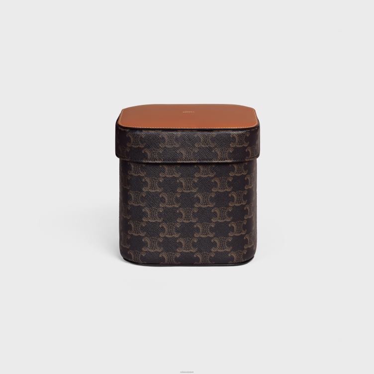 CELINE bruinen grote doos van triomphe canvas en kalfsleer 4TLH81536