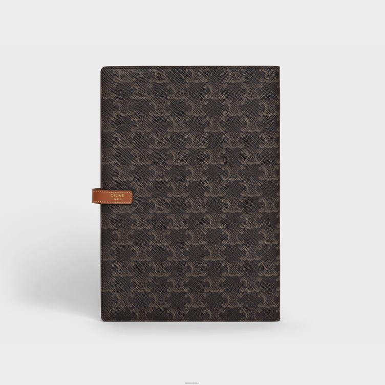 CELINE bruinen grote notitieboekomslag van triomphe canvas en kalfsleer 4TLH81640