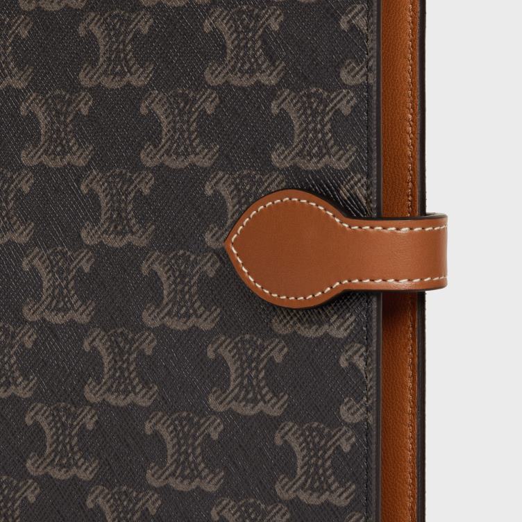 CELINE bruinen grote notitieboekomslag van triomphe canvas en kalfsleer 4TLH81640