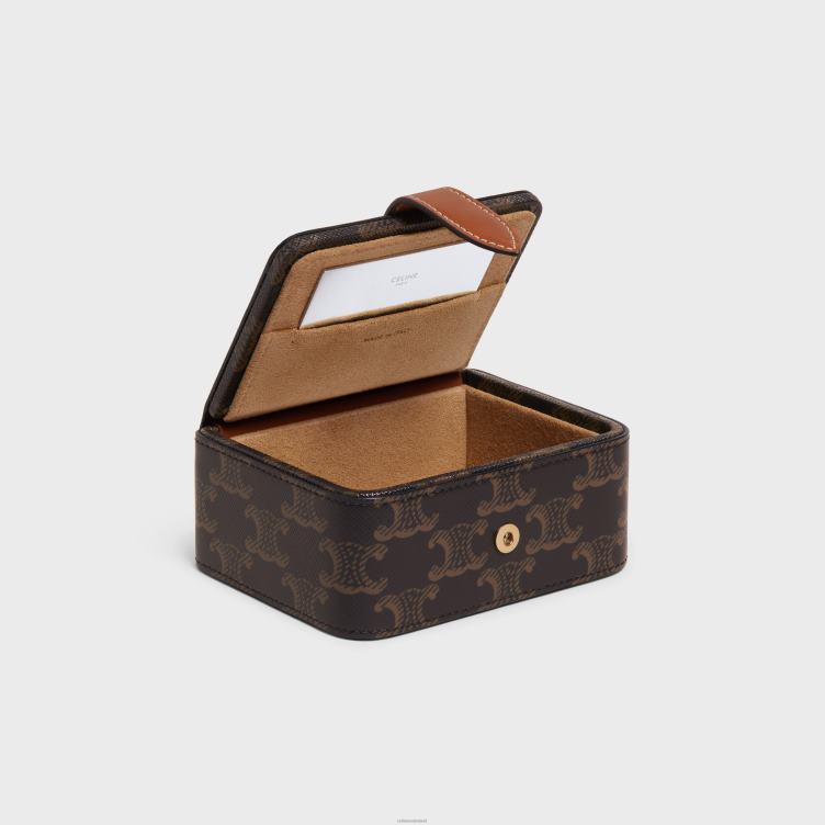 CELINE bruinen juwelendoosje van triomphe canvas en kalfsleer 4TLH81562
