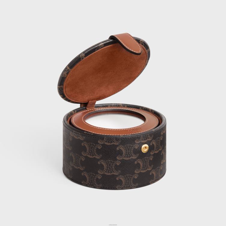 CELINE bruinen juwelendoosje van triomphe canvas en kalfsleer 4TLH81584