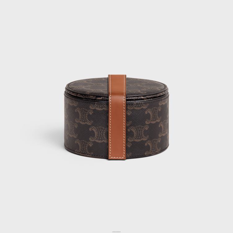 CELINE bruinen juwelendoosje van triomphe canvas en kalfsleer 4TLH81584