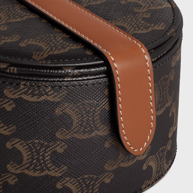 CELINE bruinen juwelendoosje van triomphe canvas en kalfsleer 4TLH81584