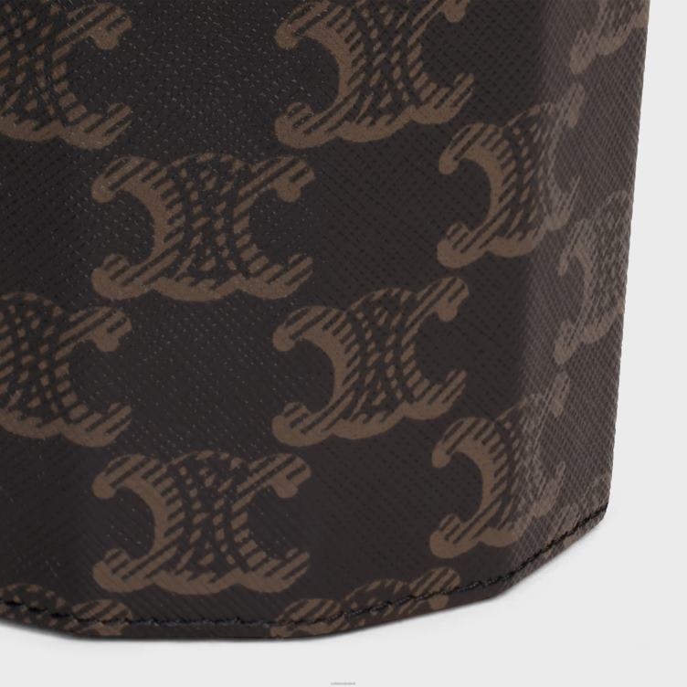 CELINE bruinen kaarsenhouder van triomphe canvas en kalfsleer 4TLH81525