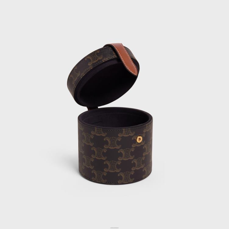 CELINE bruinen kandelaar van triomphe canvas en kalfsleer 4TLH81524