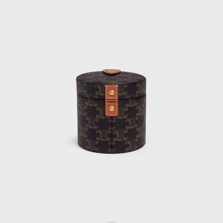 CELINE bruinen kandelaar van triomphe canvas en kalfsleer 4TLH81524