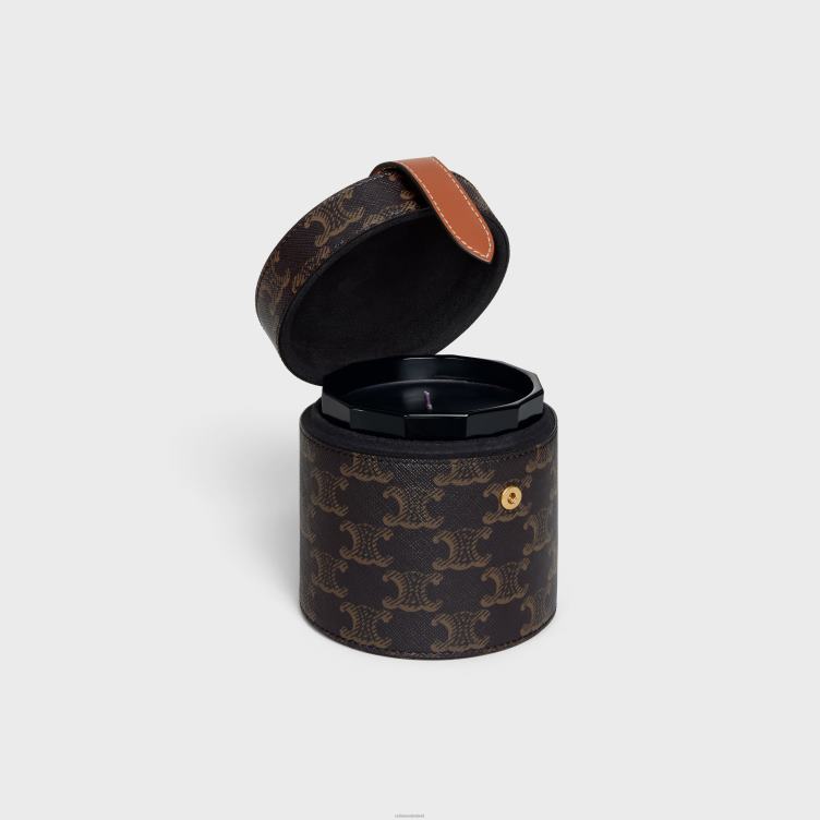 CELINE bruinen kandelaar van triomphe canvas en kalfsleer 4TLH81524