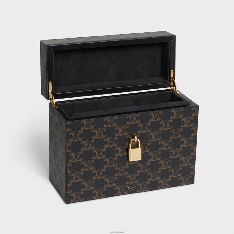 CELINE bruinen koffer 3 parfums 6,8 fl.oz in triomphe canvas en natuurlijk kalfsleer 4TLH81470