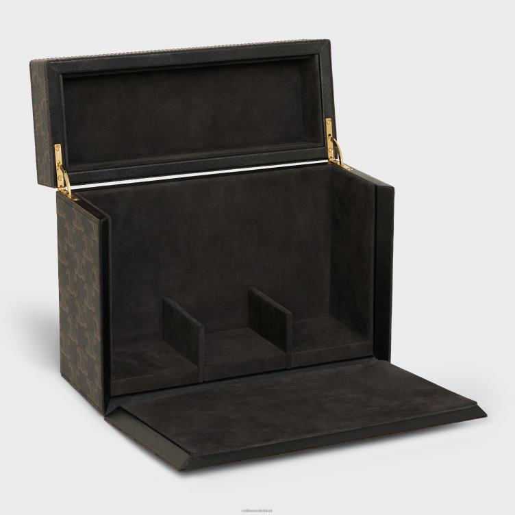 CELINE bruinen koffer 3 parfums 6,8 fl.oz in triomphe canvas en natuurlijk kalfsleer 4TLH81470